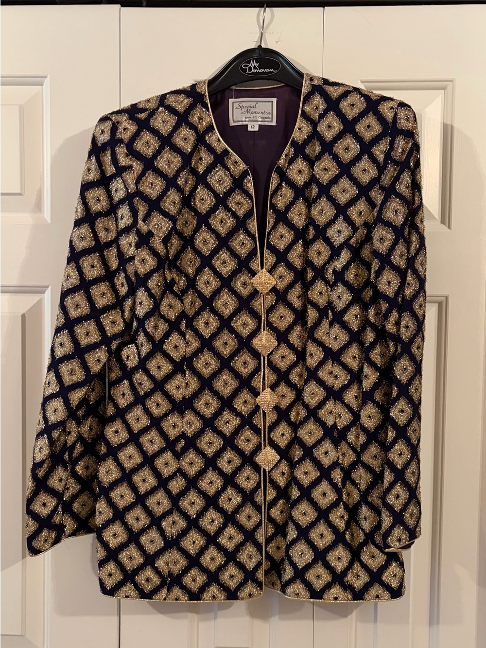 Special Moments Navy and Gold Embellished Evening Jacket